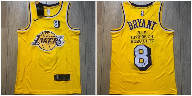 Lakers 8 Kobe Yellow Throwback autograph jersey