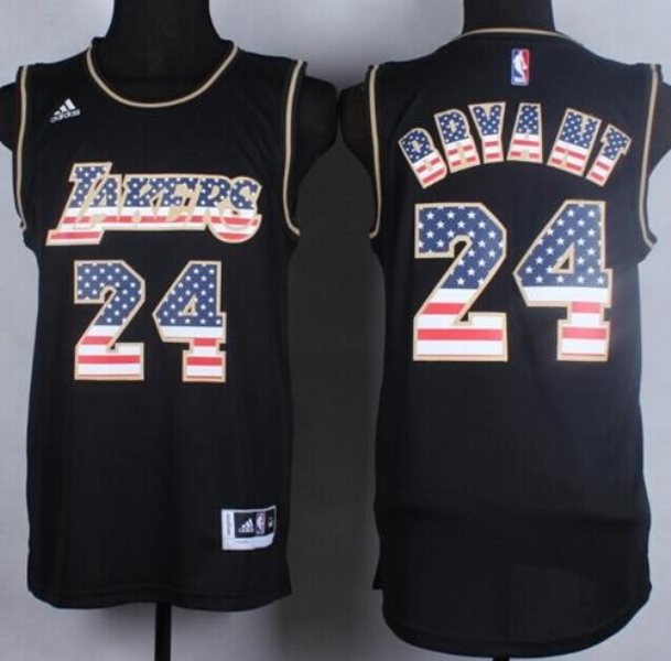 NBA Lakers 24 Kobe Bryant Black USA Flag Men Jersey