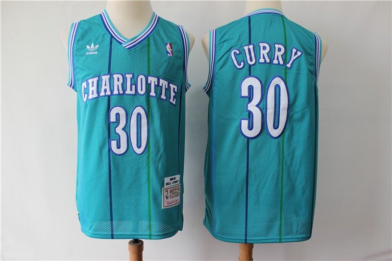 NBA Hornets 30 Dell Curry Light Blue Throwback Men Jersey