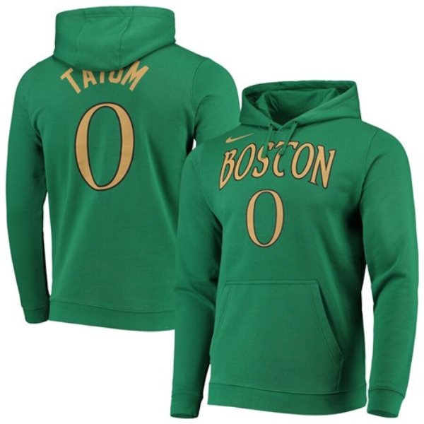 NBA Celtics 0 Jayson Tatum Green 201920 City Edition Name & Number Team Pullover Hoodie