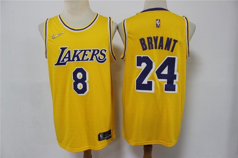 NBA Lakers 8 24 Bryant Yellow 75th Anniversary Men Jersey