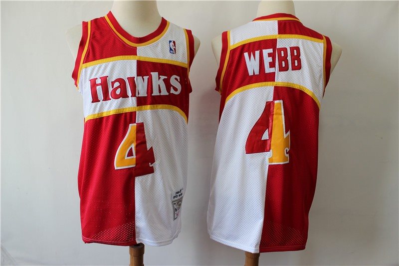 NBA Hawks 4 Spud Webb Red Whhite 1986-87 Hardwood Classics Men Jersey