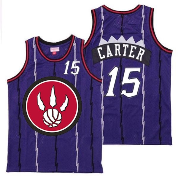NBA Raptors 15 Vince Carter Purple Red Big Logo Retro Men Jersey