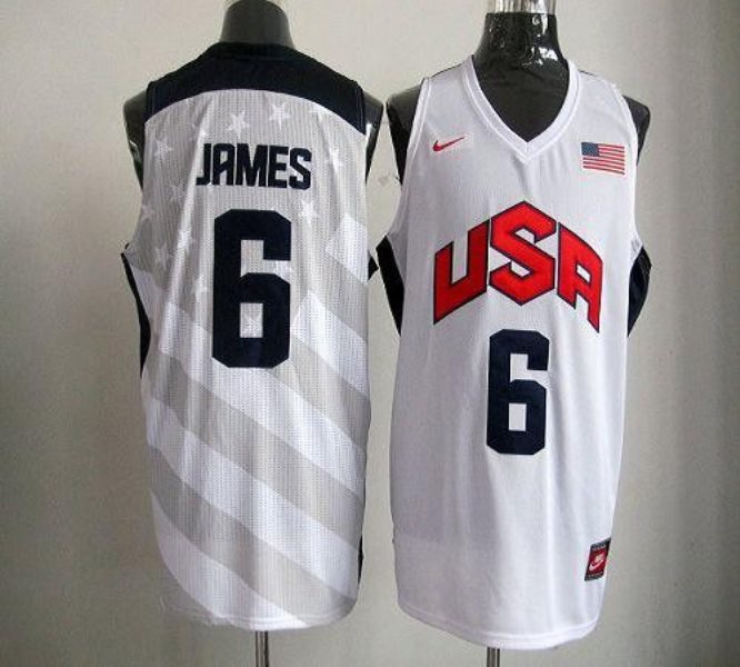 2012 Olympics Team USA No.6 LeBron James White Men's Basketball Jersey