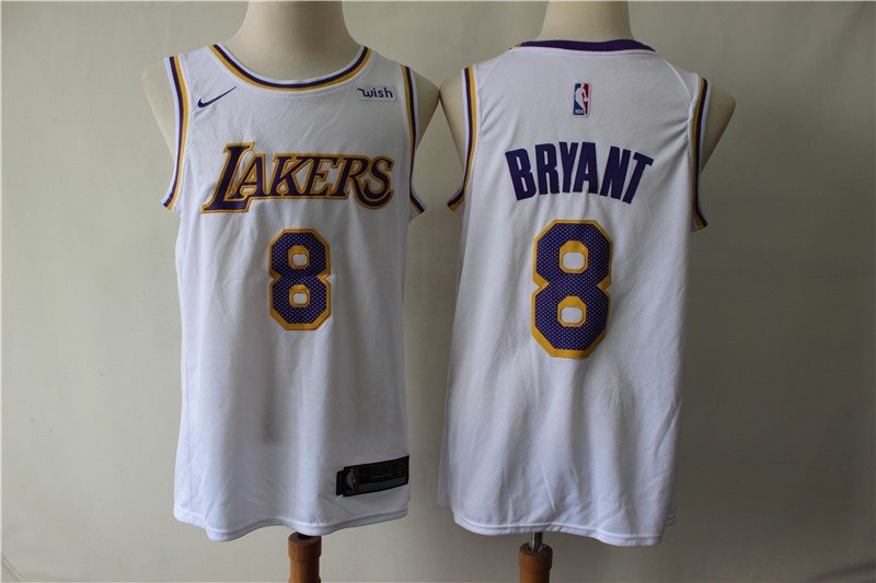 Lakers 8 Kobe Bryant White Nike Swingman Men Jersey