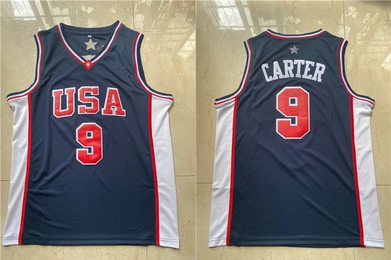 NBA Team USA 9 Carter Blue Men Jersey