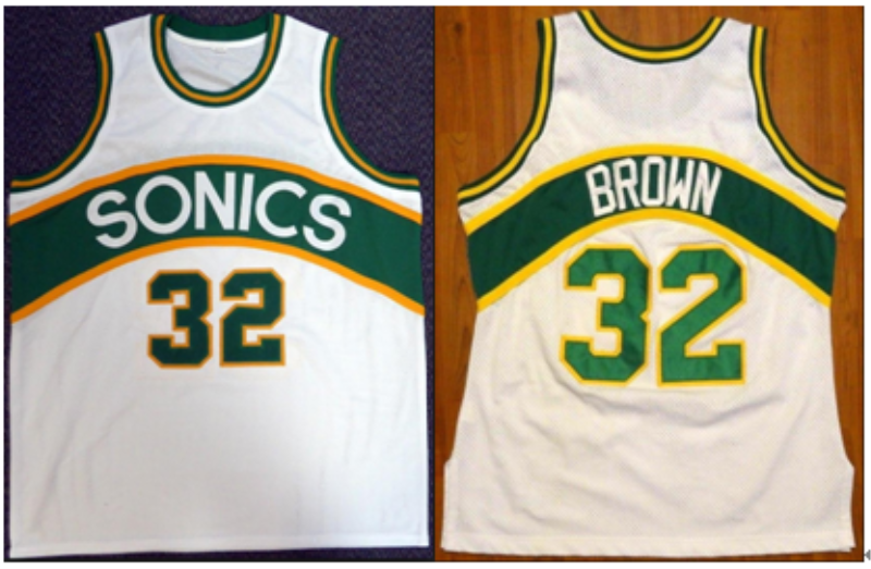 NBA Seattle Supersonics 32 Fred Brown White Men Jersey