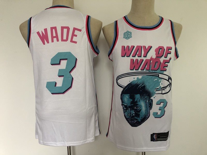 NBA Bulls 3 Dwyane Wade White Nike Men Jersey