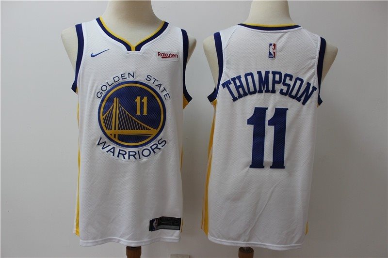 NBA Warriors 11 Klay Thompson White Home Men Men Jersey With Logo