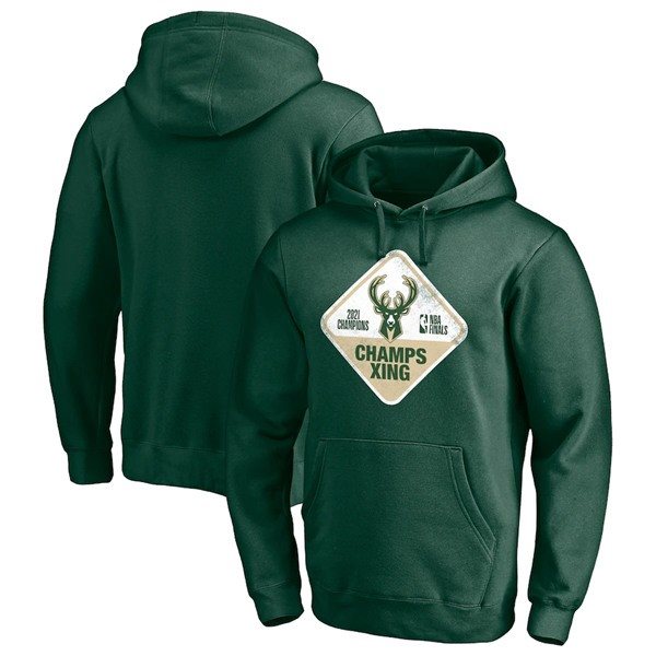 NBA Bucks 2021 Hunter Green Finals Champions Hometown Collection Champs Xing Pullover Hoodie