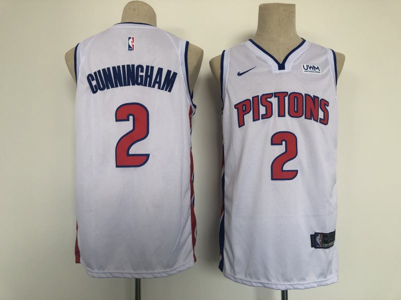 NBA Pistons 2 Cade Cunningham White Nike Men Jersey