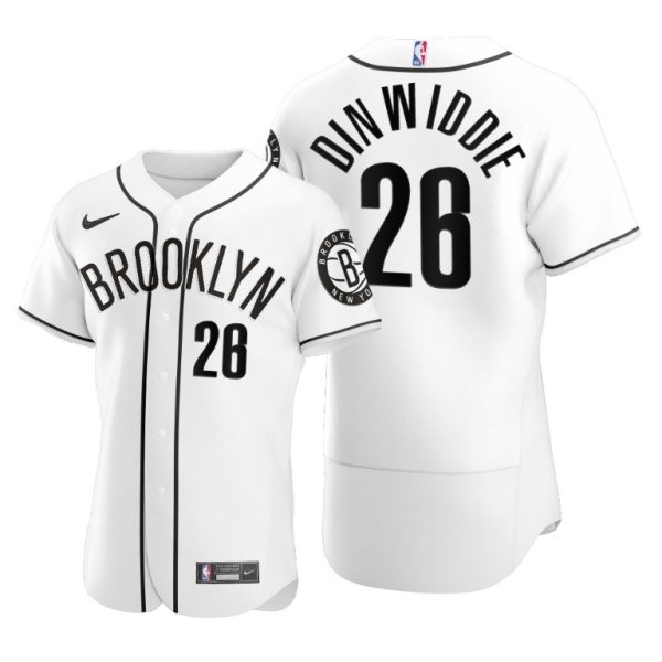 Nike Nets 26 Spencer Dinwiddie 2020 White NBA X MLB Crossover Edition Men Jersey