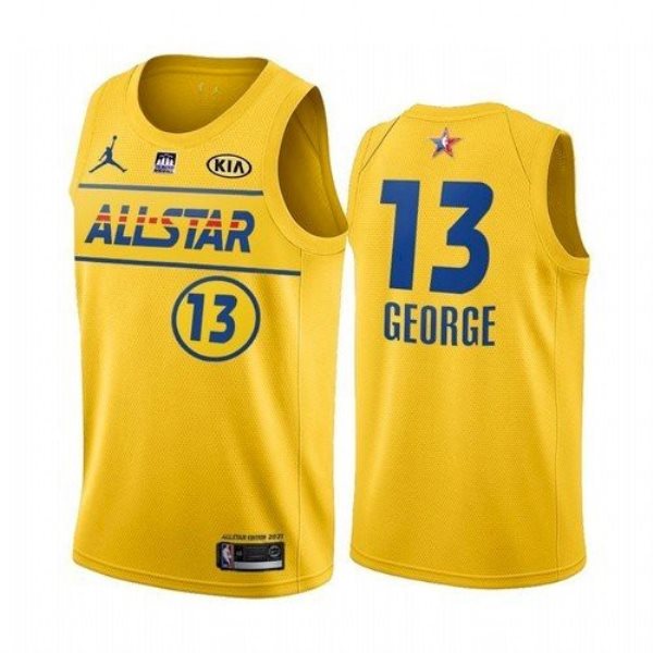 NBA Clippers 13 Paul George Yellow Western Conference 2021 All-Star Men Jersey