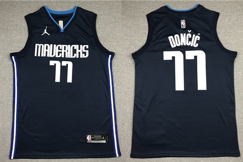 NBA Mavericks 77 Luka Doncic Blue Jordan Men Jersey