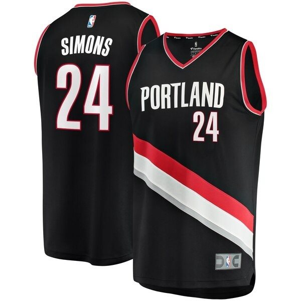 NBA Portland Trail Blazers 24 Anfernee Simons Icon Edition Black Men Jersey