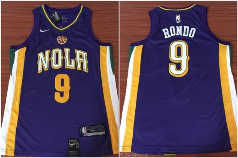 NBA Pelicans 9 Rajon Rondo Purple City Edition Nike Men Jersey