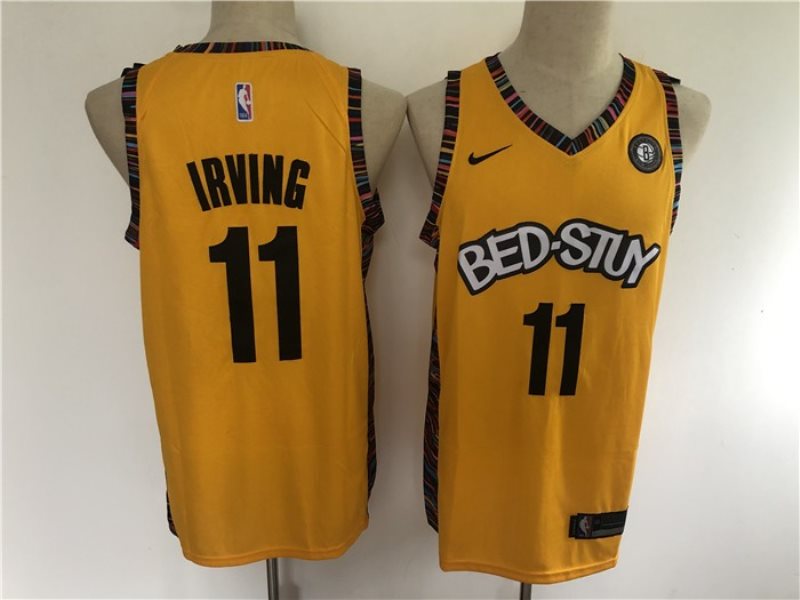 NBA Nets 11 Kyrie Irving Amarillo Yellow Nike Men Jersey