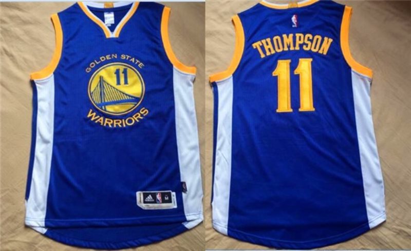 NBA Warriors 11 Klay Thompson Blue Swingman Men Jersey