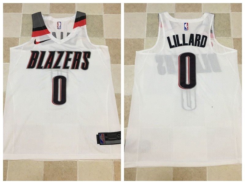 Nike NBA Blazers 0 Damian Lillard White Home Men Jersey