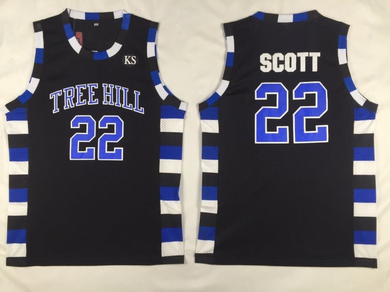 One Tree Hill Ravens 22 Lucas Scott Black Stitched Basketball Jersey