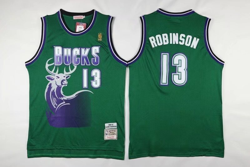 NBA Bucks 13 Robinson Green Hardwood Classics Men Jersey