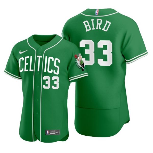 Nike Celtics 33 Larry Bird Green 2020 NBA X MLB Crossover Edition Men Jersey