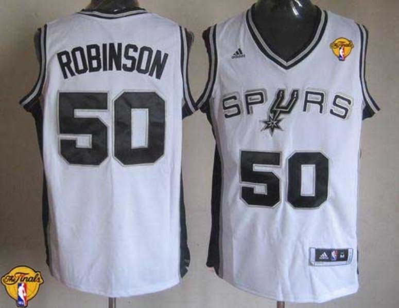 NBA Spurs 50 David Robinson White Finals Patch Revolution 30 Men Jersey