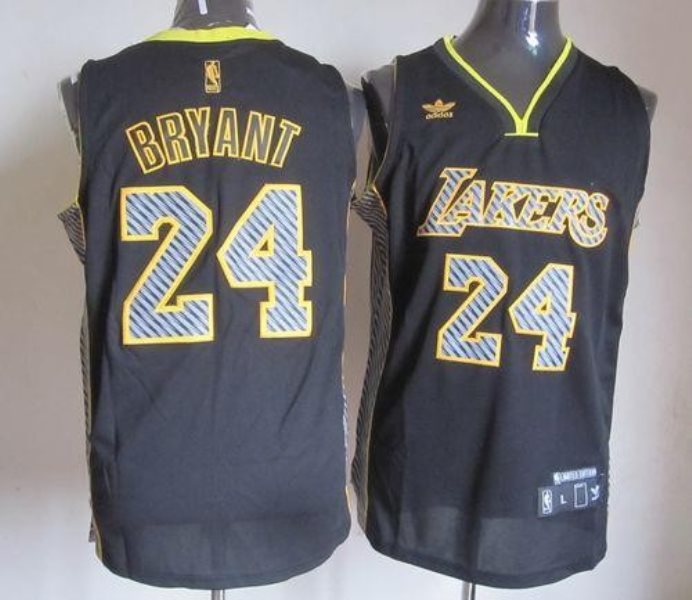 NBA Lakers 24 Kobe Bryant Black Electricity Men Jersey