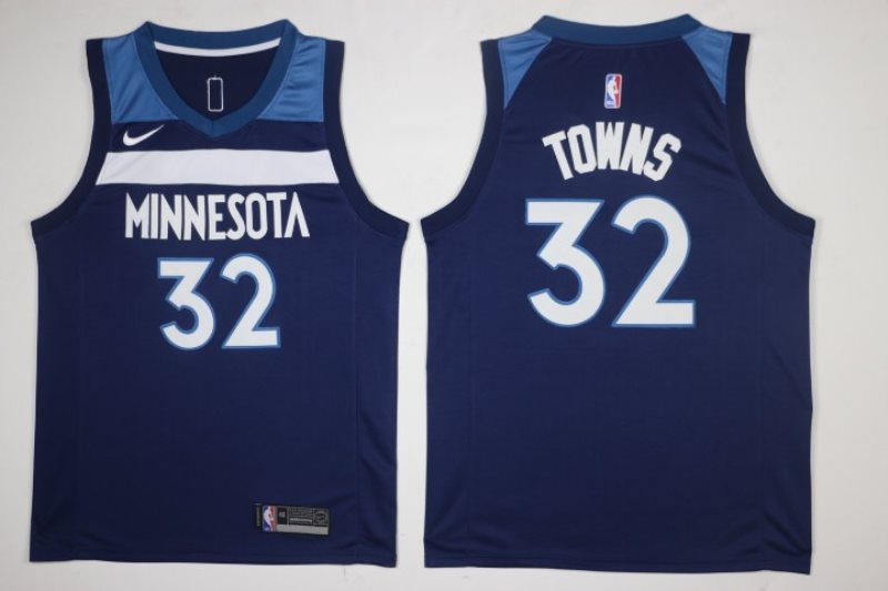 NBA Timberwolves 32 Karl-Anthony Towns Blue Nike Men Jersey