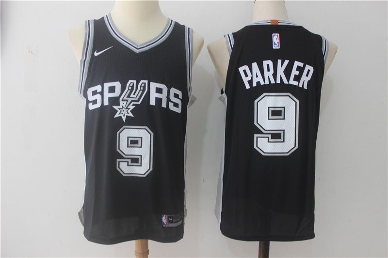 NBA Spurs 9 Tony Parker Black Nike Men Jersey