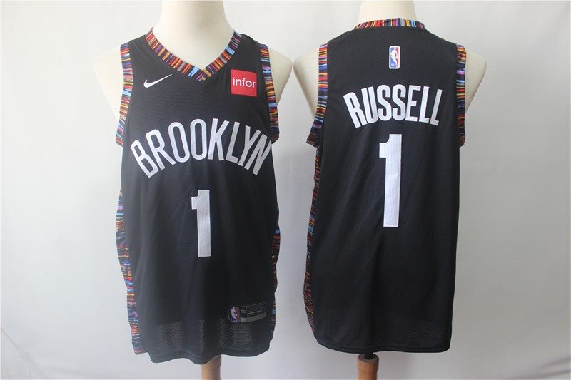 NBA Nets 1 D'Angelo Russell Black City Edition Nike Swingman Men Jersey