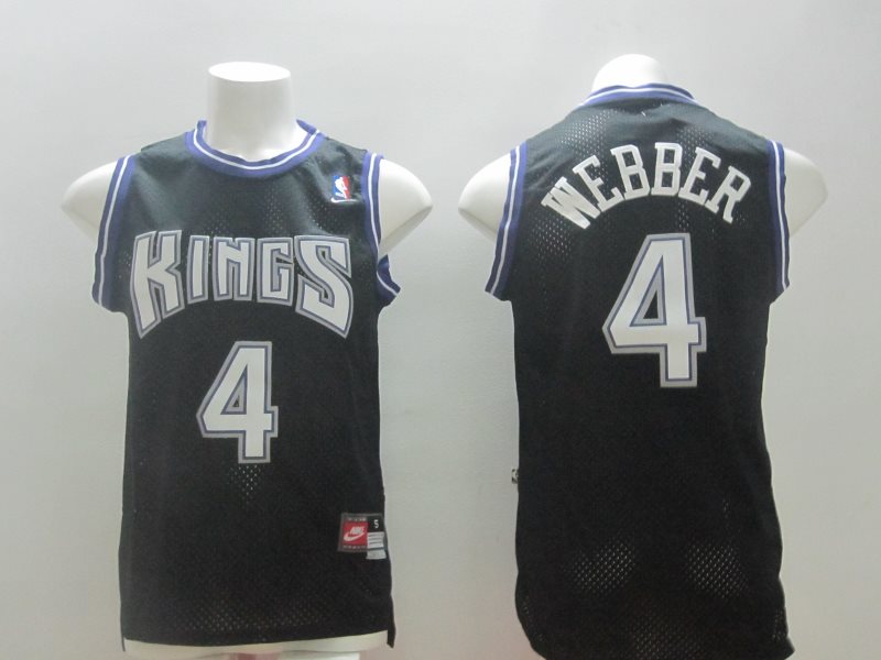 NBA Kings 4 Chris Webber Black Men Jersey
