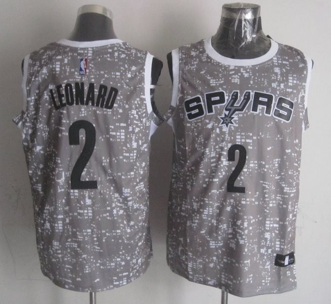 NBA Spurs 2 Kawhi Leonard Gray City Luminous Men Jersey
