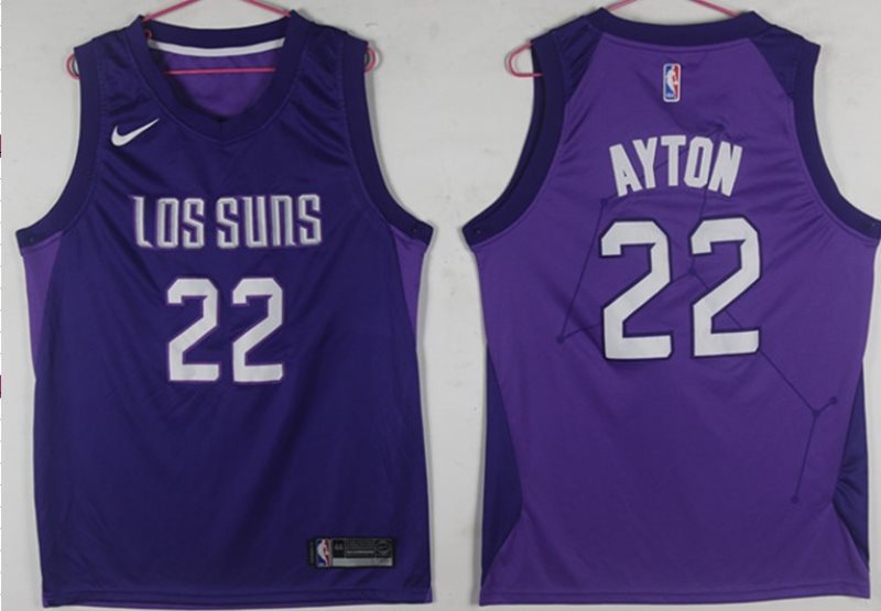 NBA Suns 22 Deandre Ayton Purple City Edition Nike Swingman Men Jersey