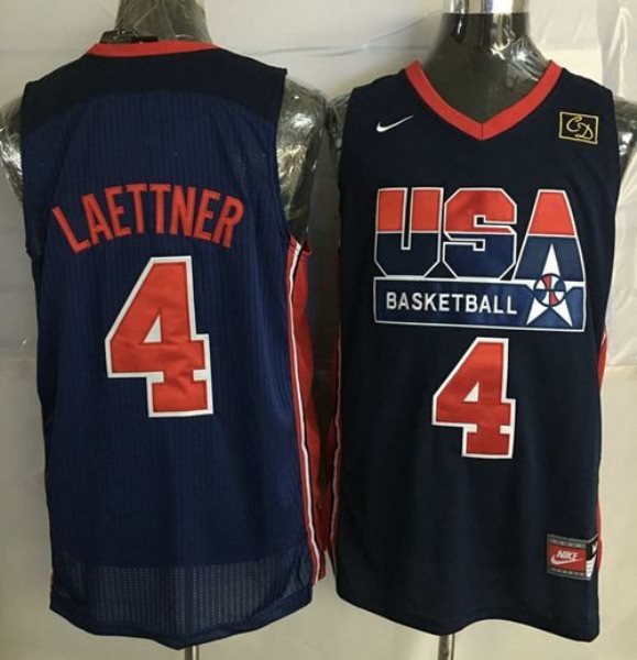 Team USA 4 Christian Laettner Dark Blue 2012 USA Basketball Retro Stitched NBA Jersey