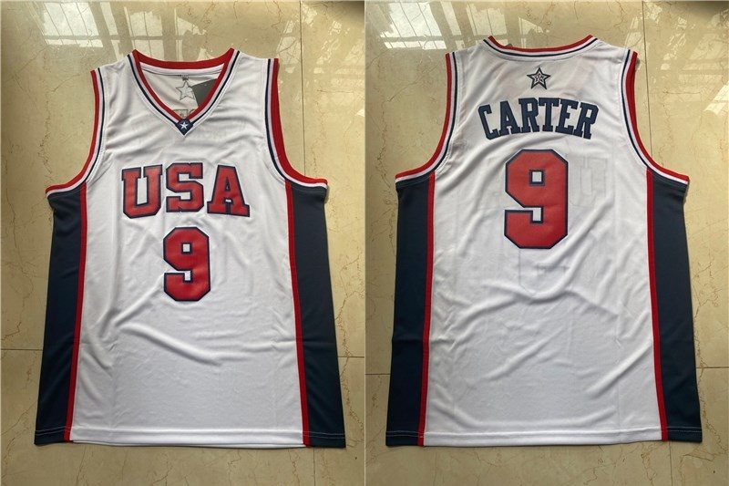 NBA Team USA 9 Carter White Men Jersey