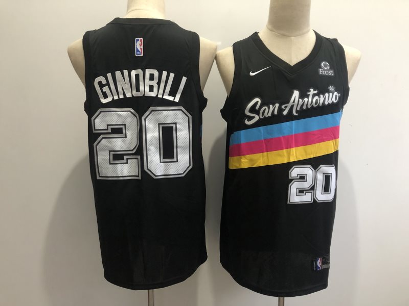 NBA Spurs 20 Manu Ginobili Black 2020 Nike Men Jersey