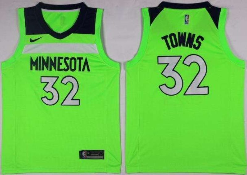 NBA Timberwolves 32 Karl-Anthony Towns Green Nike Men Jersey