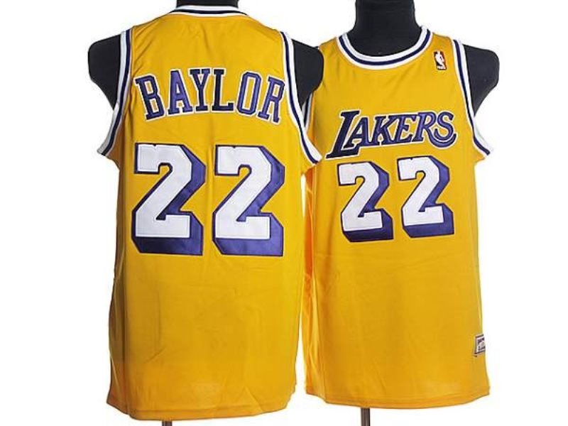 NBA Lakers 22 Elgin Baylor Yellow Throwback Men Jersey