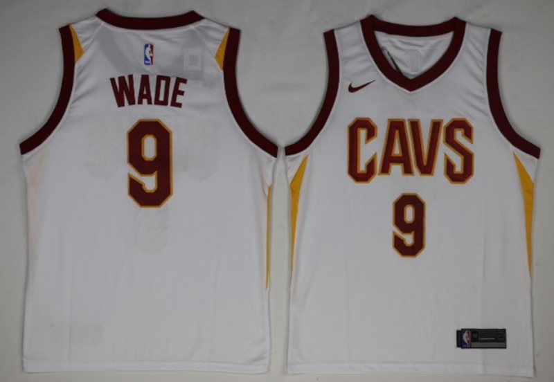 NBA Cavaliers 9 Dwyane Wade 2017-18 White Nike Men Jersey