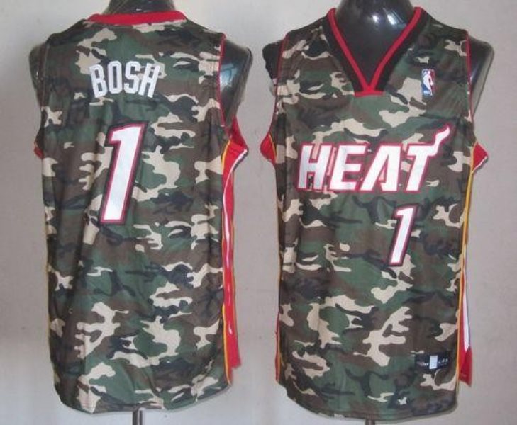 NBA Heat 1 Chris Bosh Camo Stealth Collection Men Jersey