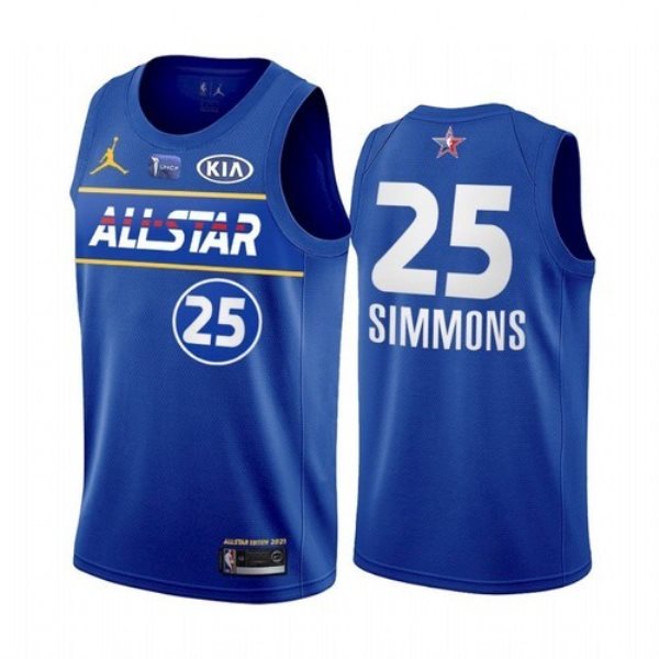 NBA 76ers 25 Ben Simmons Blue Eastern Conference 2021 All-Star Men Jersey