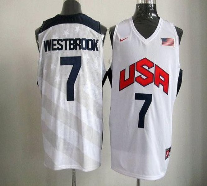 2012 Olympics Team USA No.7 Russell Westbrook White Men's Basketball Jersey