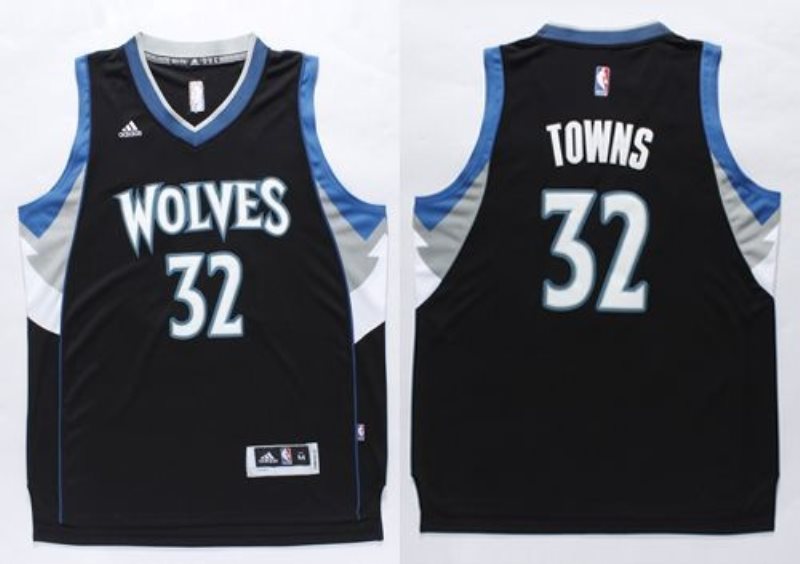 NBA Timberwolves 32 Karl-Anthony Towns Black Men Jersey