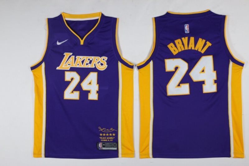 NBA Lakers 24 Kobe Bryant Purple Black Mamba Swingman Nike Men Jersey