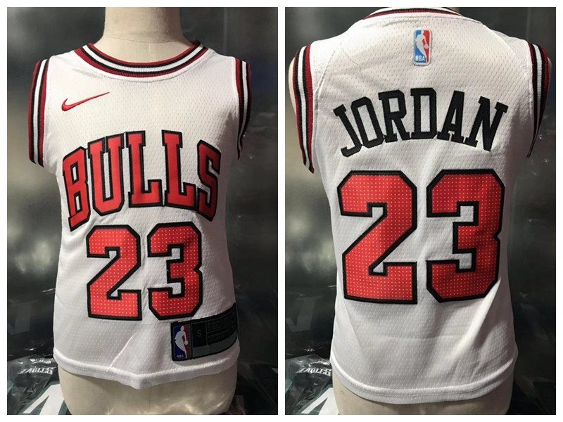 NBA Bulls 23 Michael Jordan White Nike Toddler Jersey