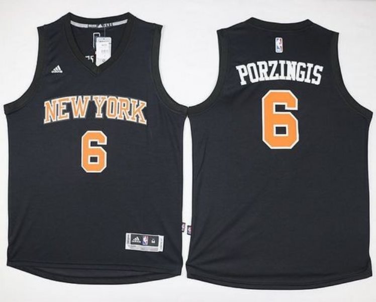 NBA Knicks 6 Kristaps Porzingis Black Men Jersey
