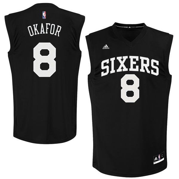 NBA 76ers 8 Jahlil Okafor Black Fashion Replica Men Jersey