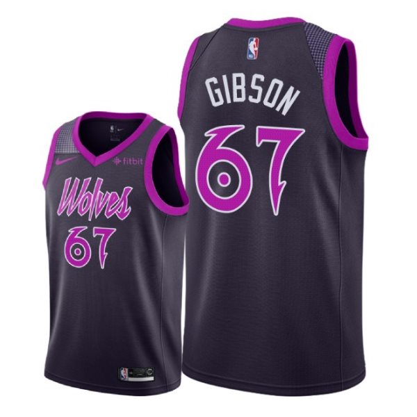 NBA Timberwolves 67 Taj Gibson 2018-19 City Edition Purple Nike Men Jersey