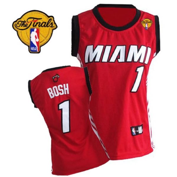 NBA Heat 1 Chris Bosh Finals Patch Red Alternate Women Jersey